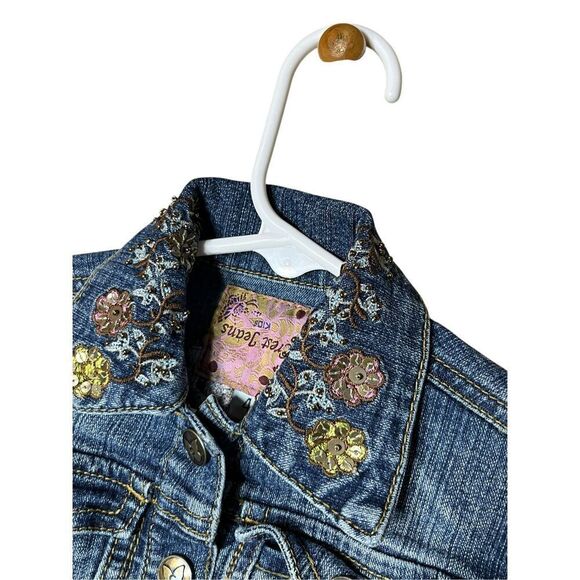 Vintage‎ Crest Jeans Cropped Embroidered Denim Jacket Size 4 - Picture 4 of 8